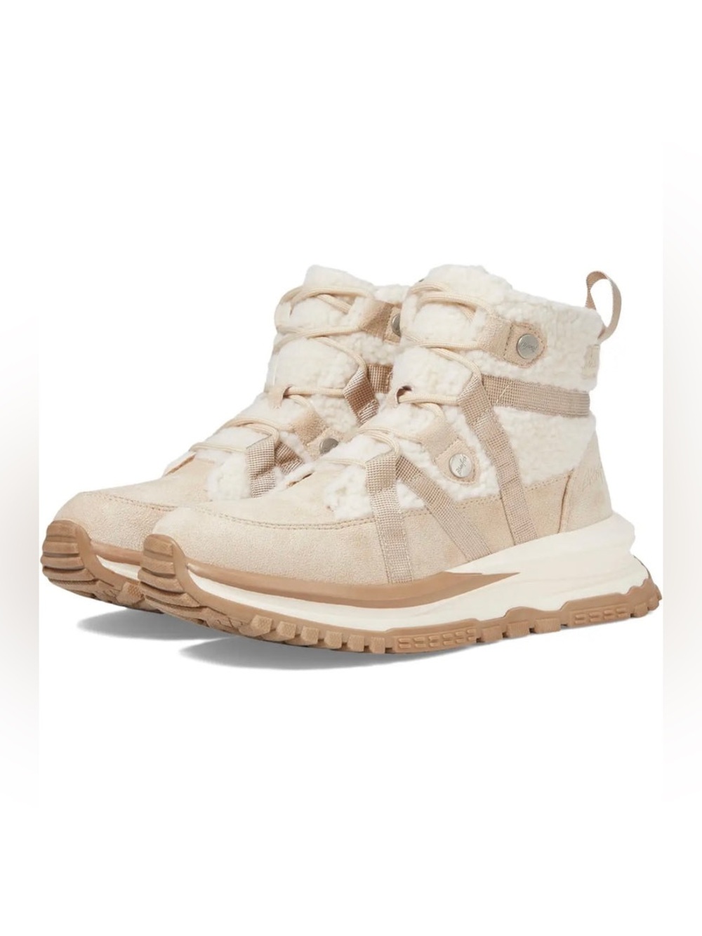 Blowfish Cream Lace-Up Sherpa Ankle Boots